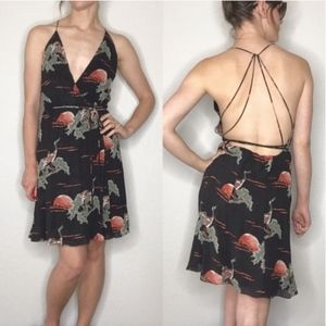Reformation Haikkado crane Shirley wrap strappy dress